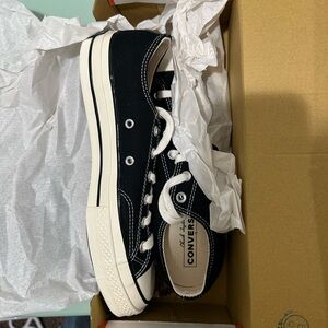 Black low chuck 70s canvas platform converse